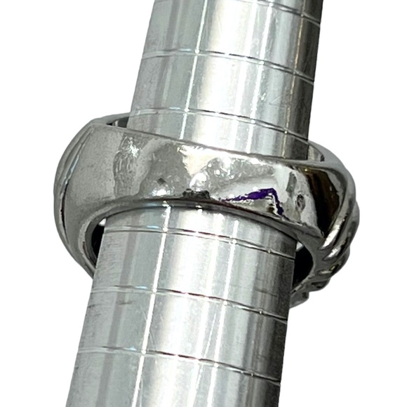 VINTAGE 18KHGE SILVER DOME RING SIZE 6 - Picture 12 of 14